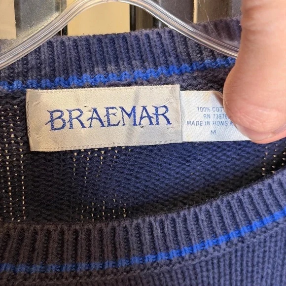 Men's Blue Crewneck Sweater with Flag Design - Picture 4 of 4